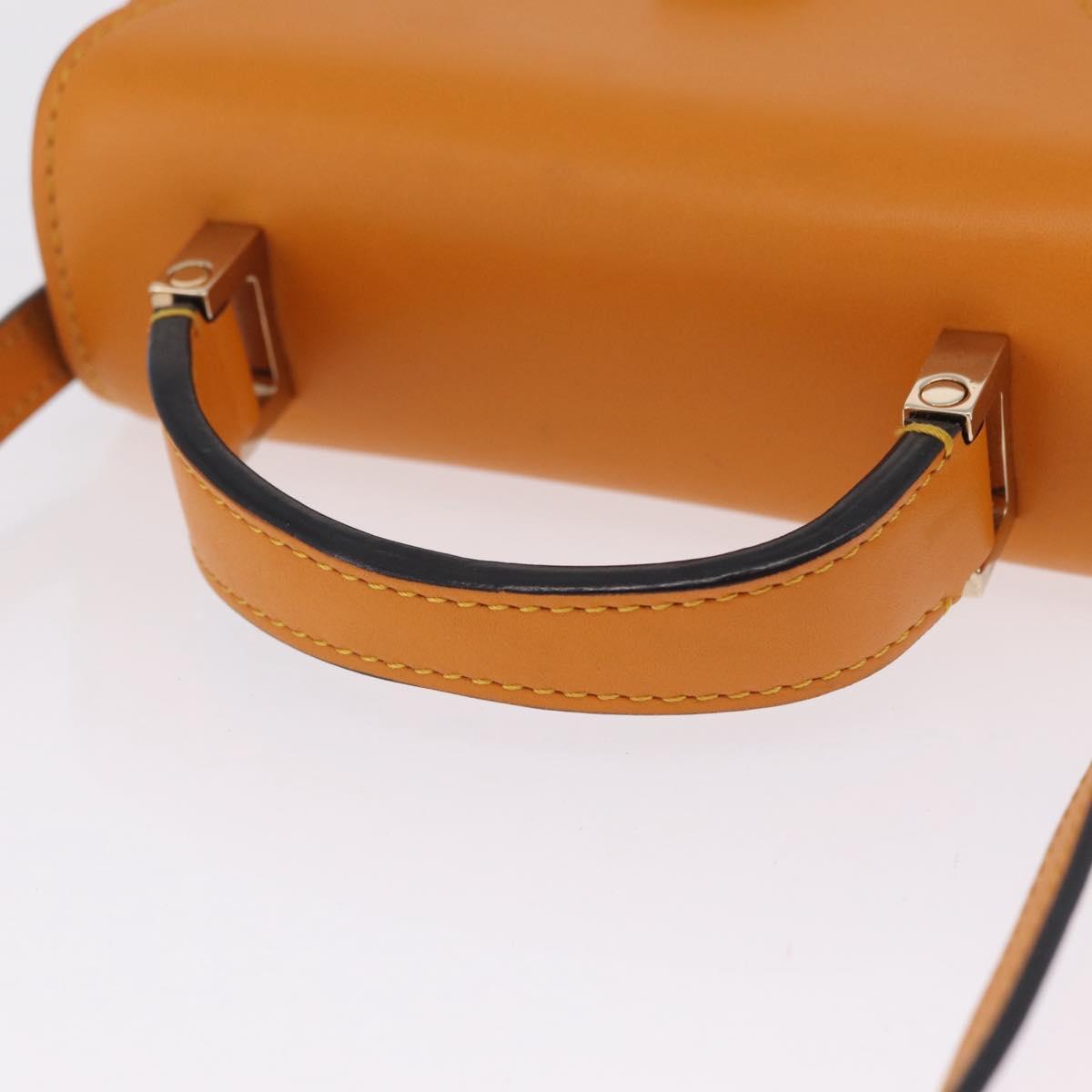 Valextra Micro Igide Hand Bag Leather 2way Orange Silver Auth 208395V