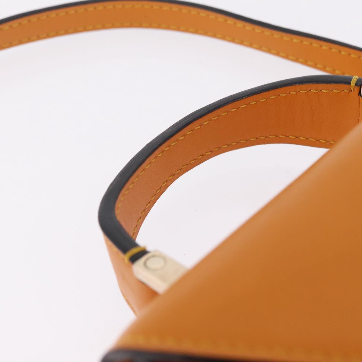 Valextra Micro Igide Hand Bag Leather 2way Orange Silver Auth 208395V