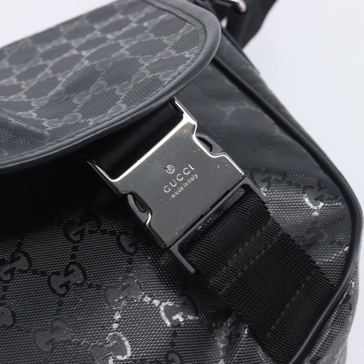 GUCCI GG implementation Shoulder Bag PVC Black Silver 201732 Auth 208397