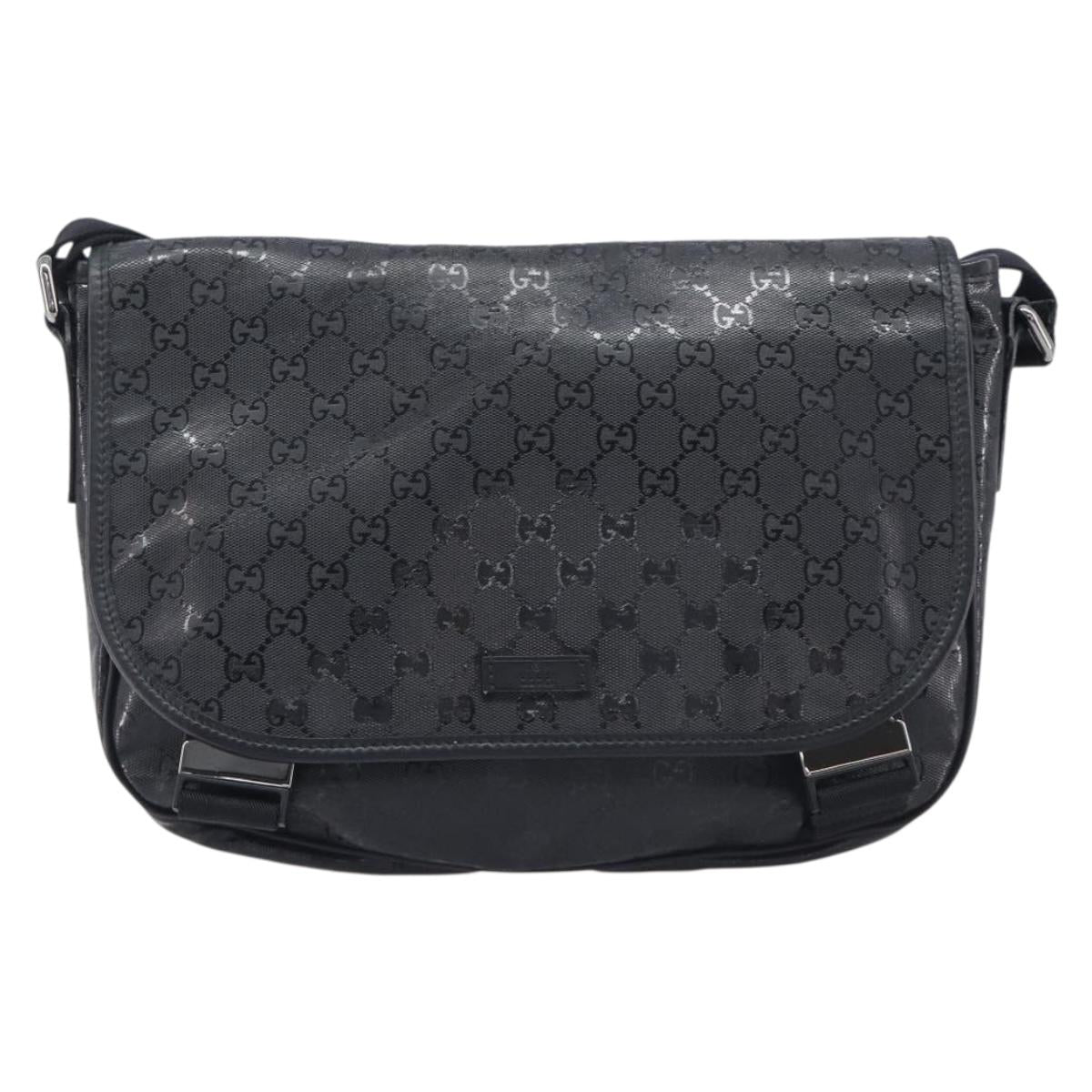GUCCI GG implementation Shoulder Bag PVC Black Silver 201732 Auth 208397