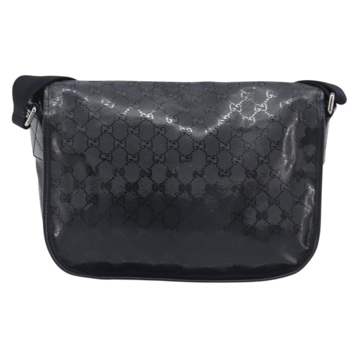 GUCCI GG implementation Shoulder Bag PVC Black Silver 201732 Auth 208397