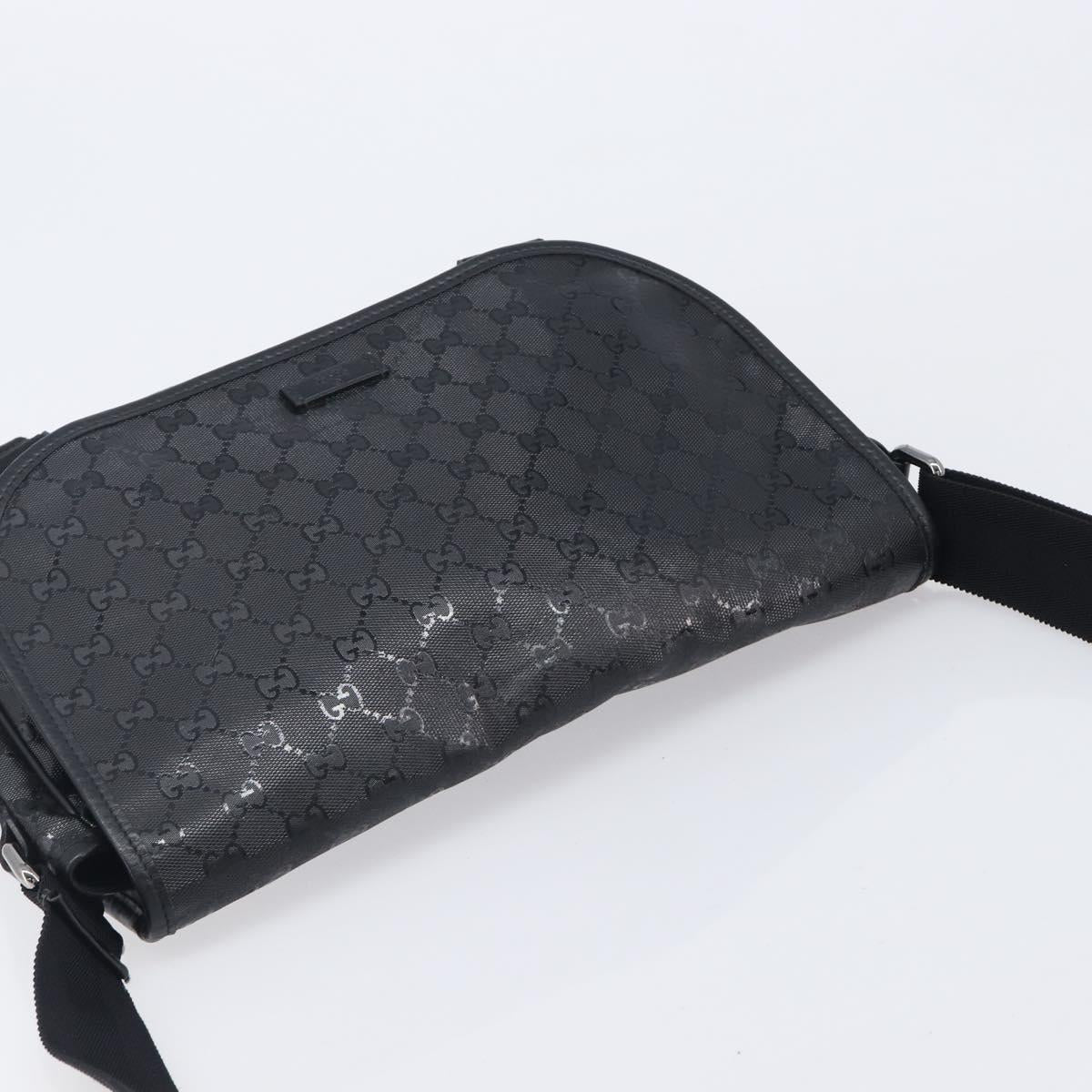 GUCCI GG implementation Shoulder Bag PVC Black Silver 201732 Auth 208397
