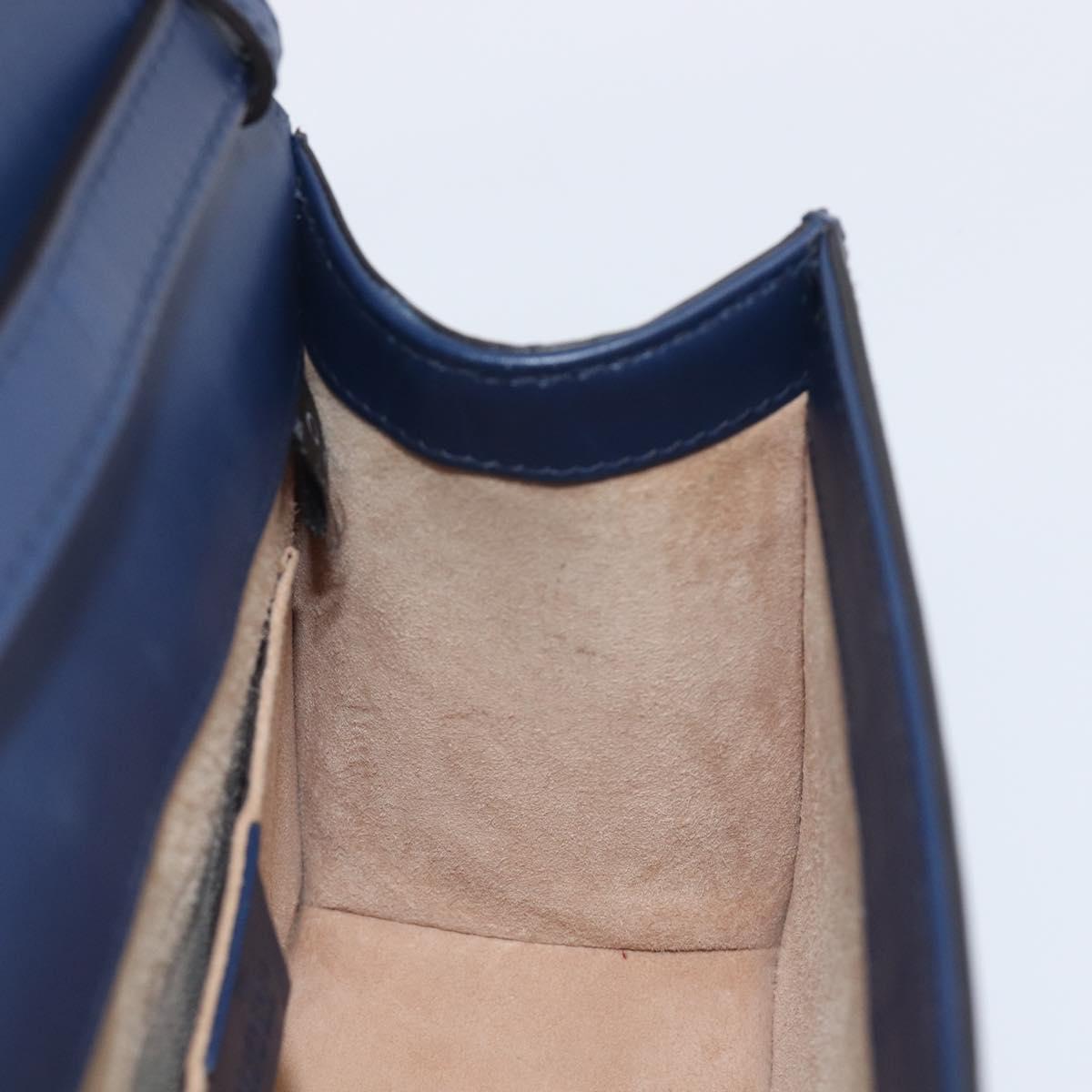GUCCI Silvi Web Sherry Line Hand Bag Leather 2way Navy Gold 470270 Auth 208399V