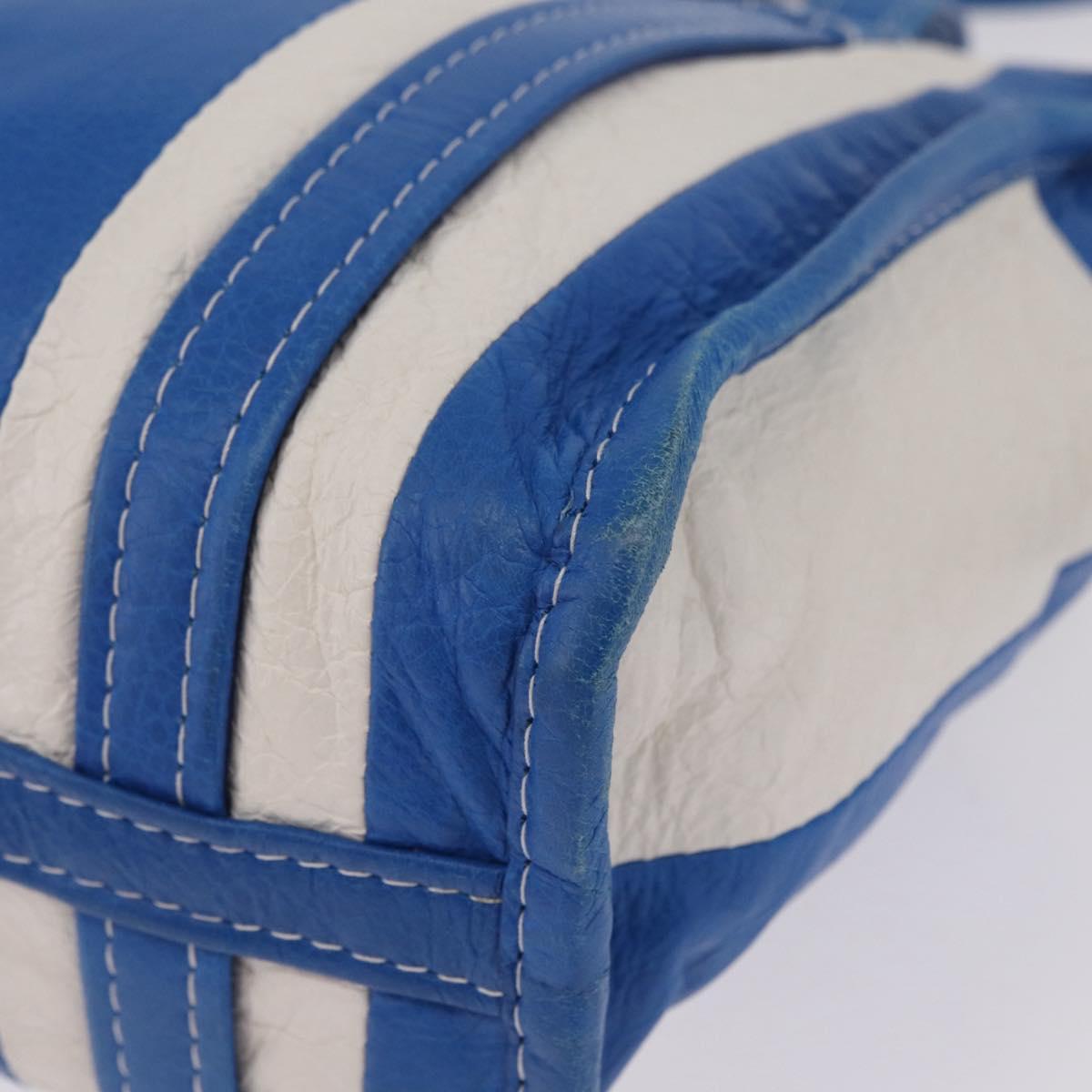 Balenciaga Bazaar Shopper XS Bag Leather 2way Blue Silver 452458 Auth 208406A