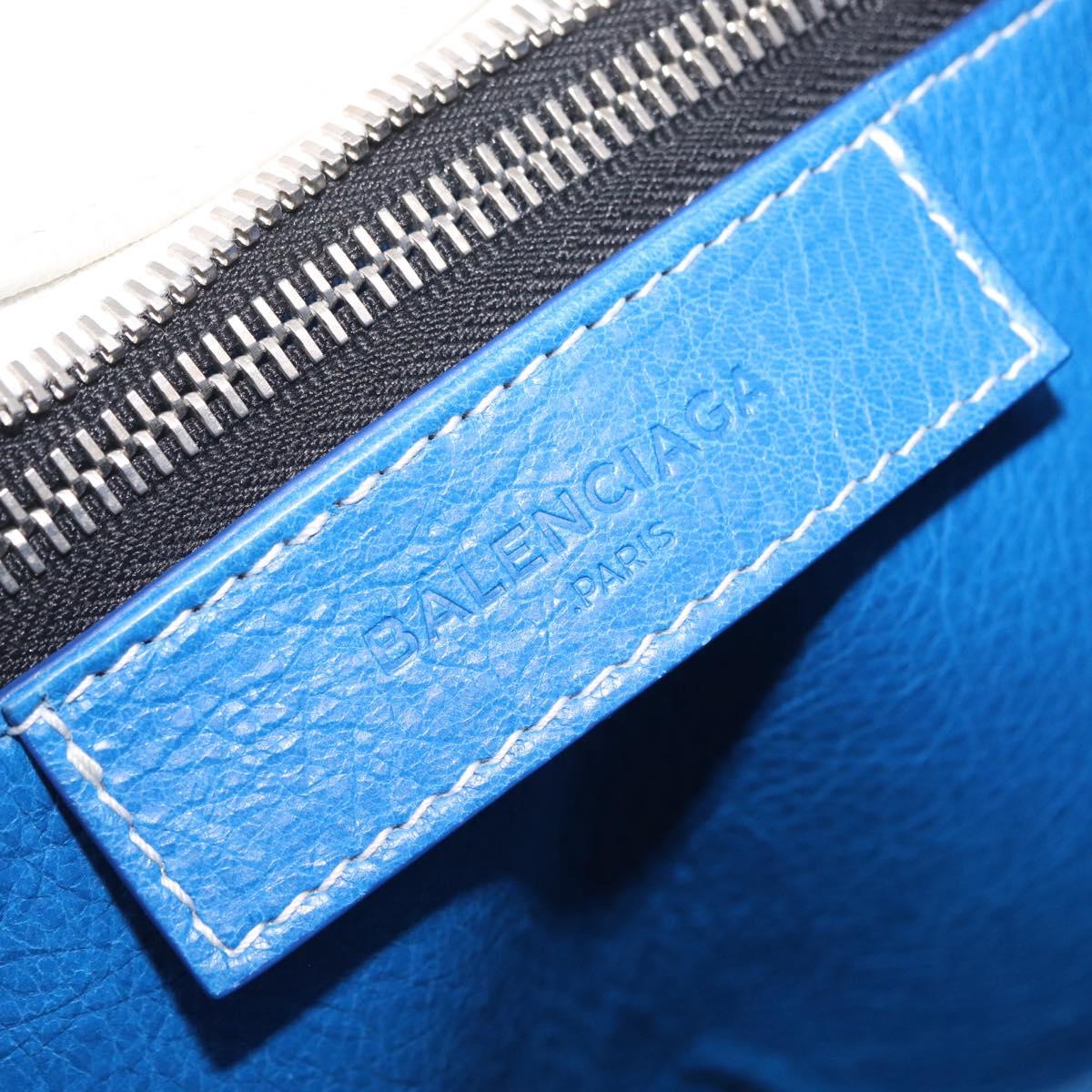 Balenciaga Bazaar Shopper XS Bag Leather 2way Blue Silver 452458 Auth 208406A