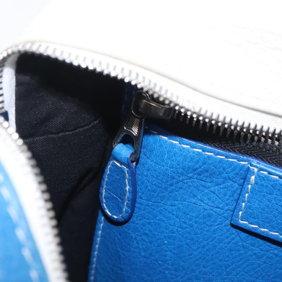 Balenciaga Bazaar Shopper XS Bag Leather 2way Blue Silver 452458 Auth 208406A