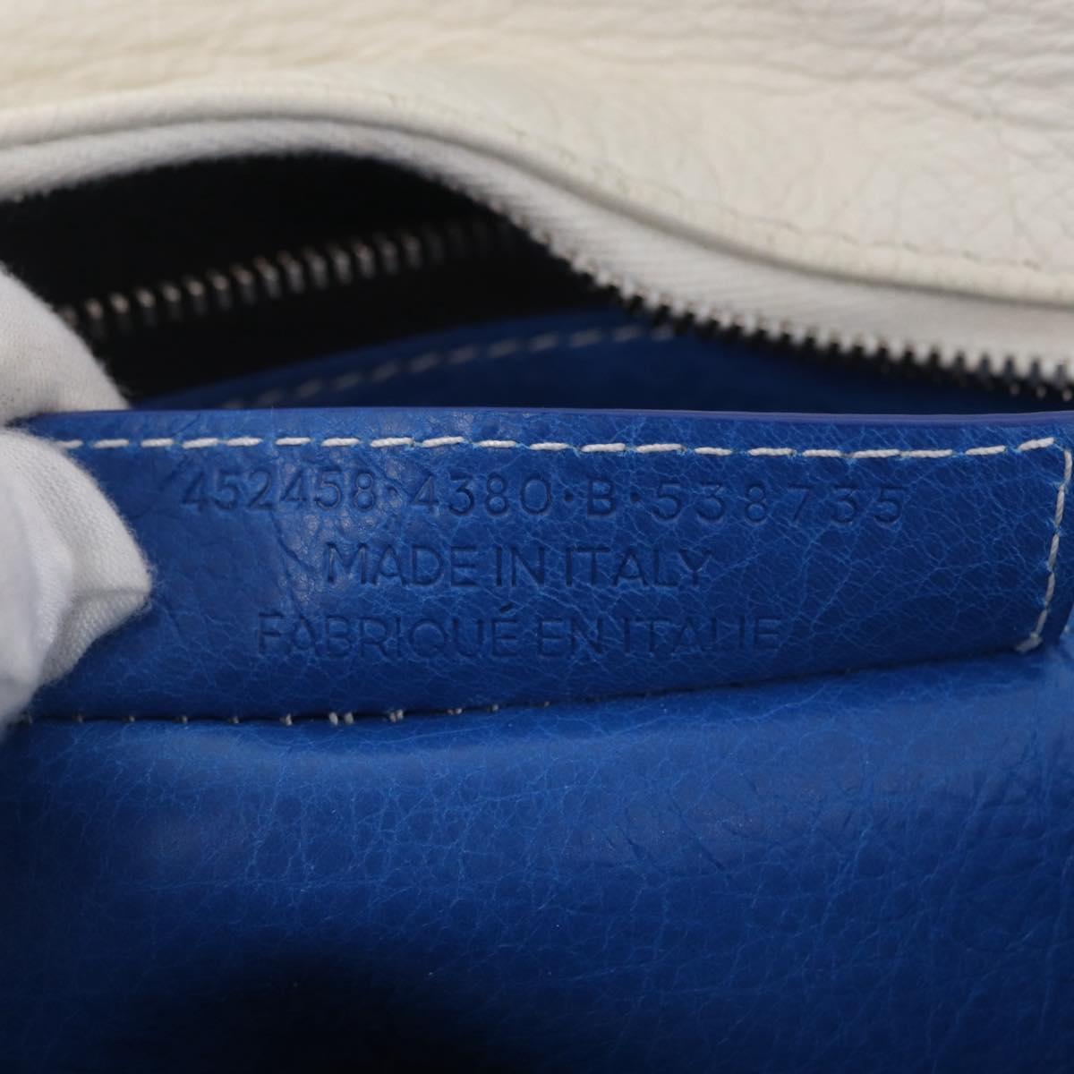 Balenciaga Bazaar Shopper XS Bag Leather 2way Blue Silver 452458 Auth 208406A