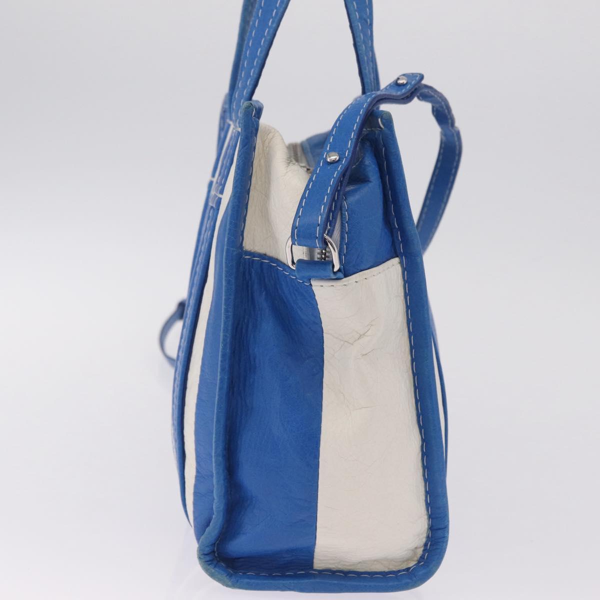 Balenciaga Bazaar Shopper XS Bag Leather 2way Blue Silver 452458 Auth 208406A