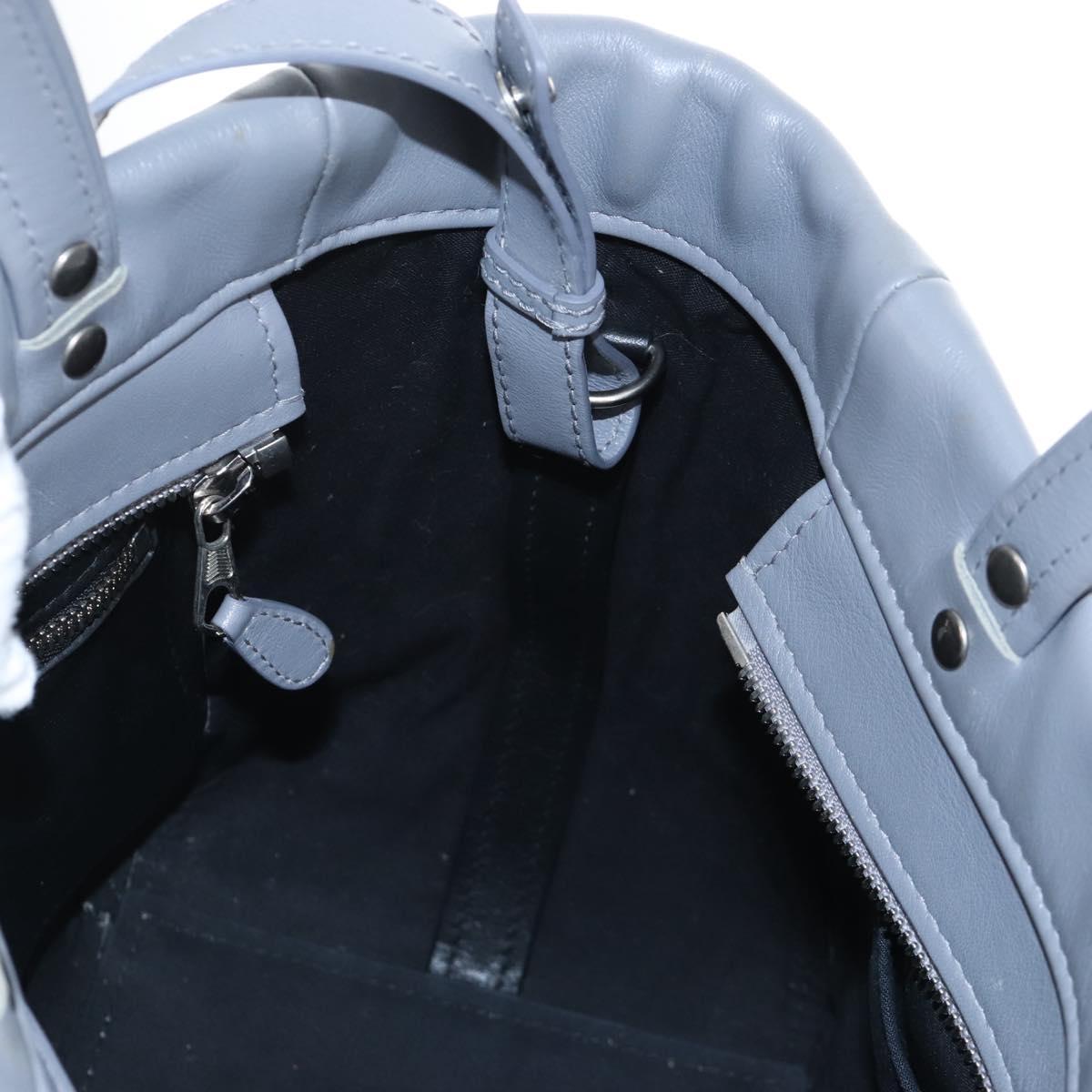 Balenciaga Laundry Cabas Hand Bag Leather 2way Gray Silver 517842 Auth 208407A