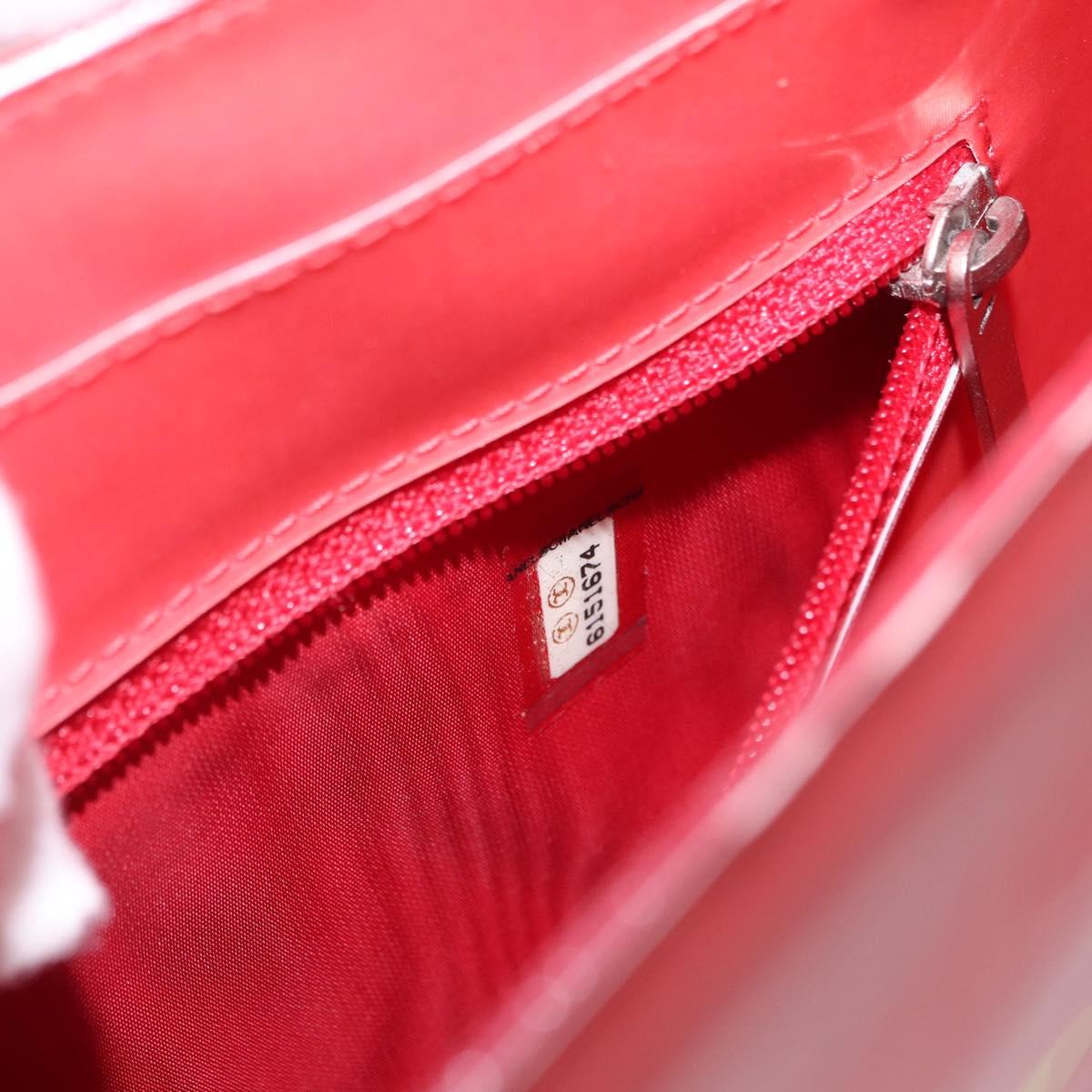 CHANEL Hologram Chain Shoulder Bag Vinyl Orange Silver CC Auth 208408A