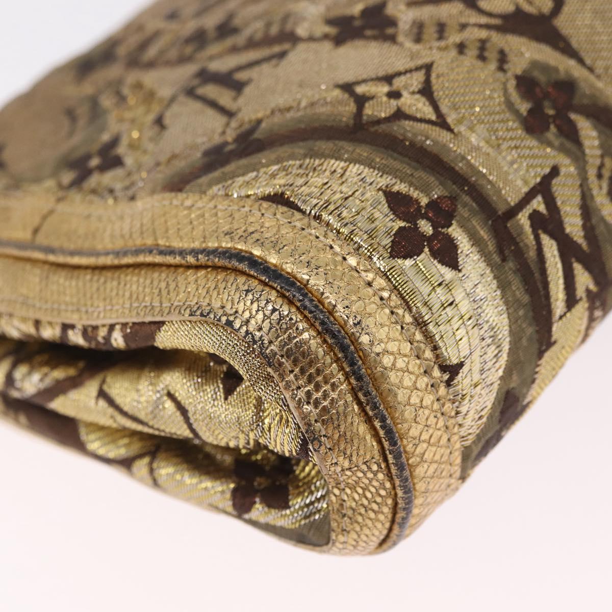 LOUIS VUITTON Monogram Brocade Tari Clutch Bag Gold M93142 LV Auth 208412V