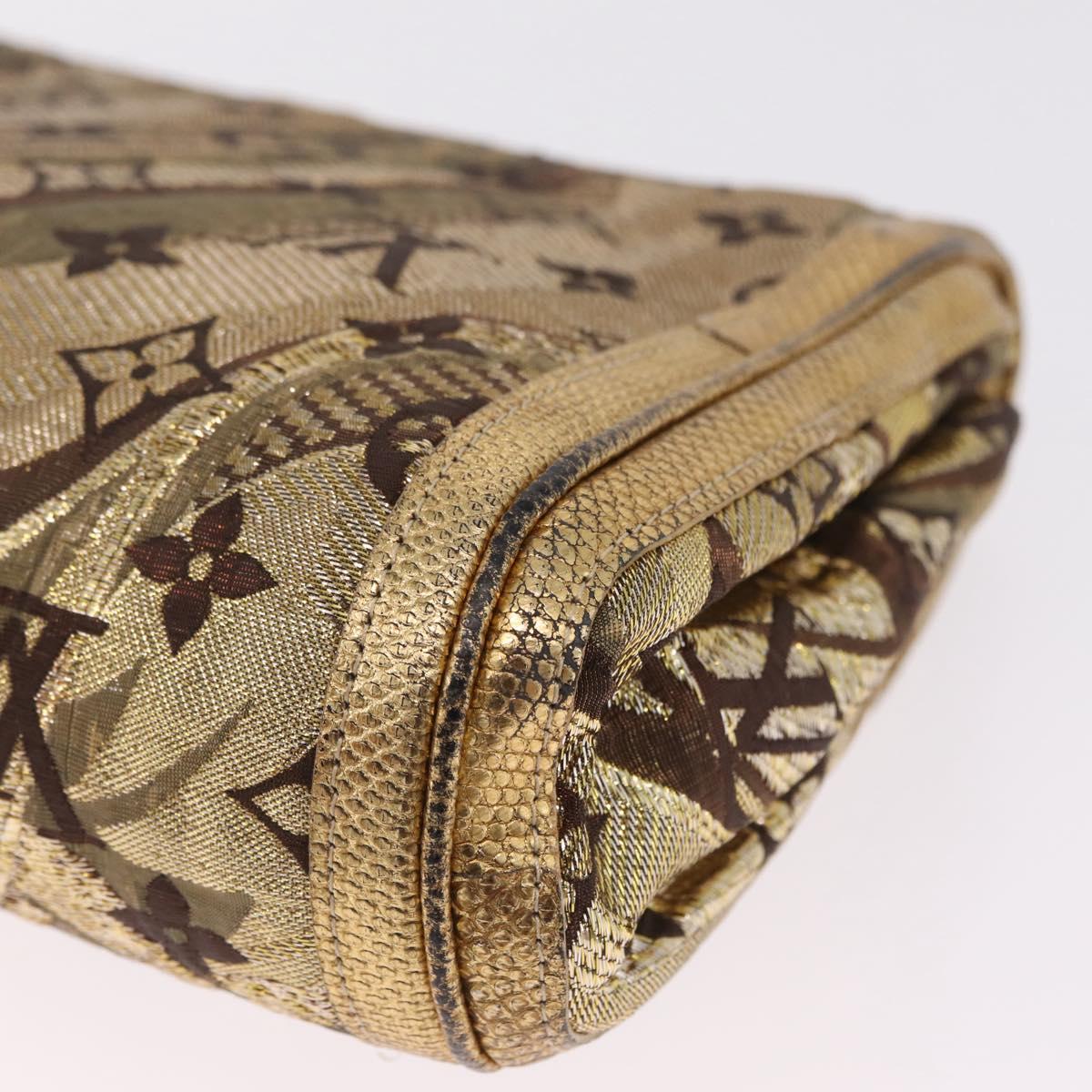 LOUIS VUITTON Monogram Brocade Tari Clutch Bag Gold M93142 LV Auth 208412V