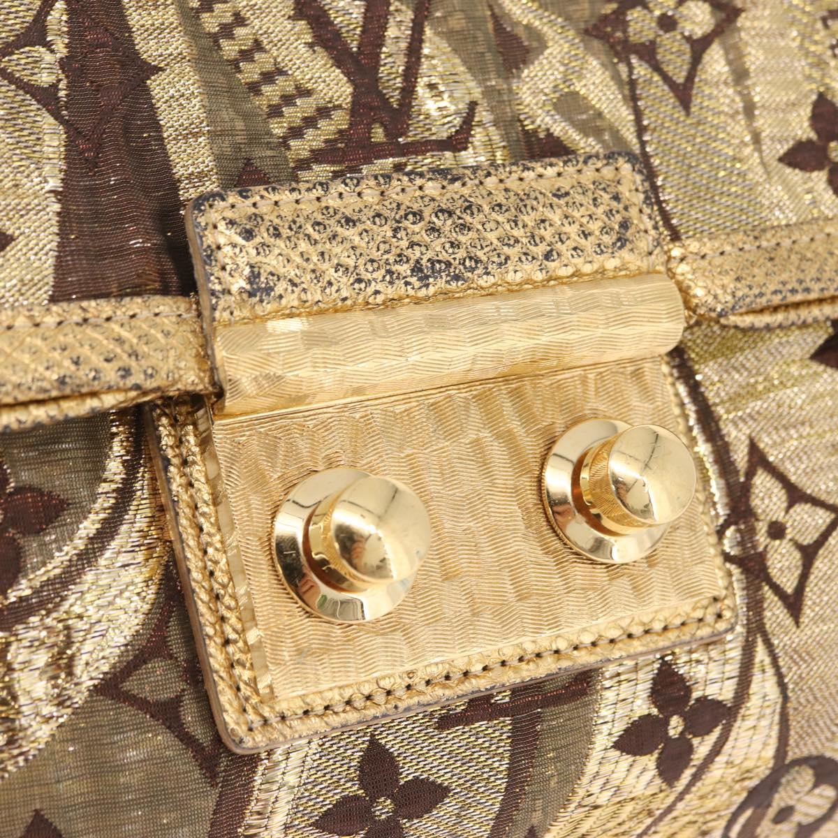 LOUIS VUITTON Monogram Brocade Tari Clutch Bag Gold M93142 LV Auth 208412V