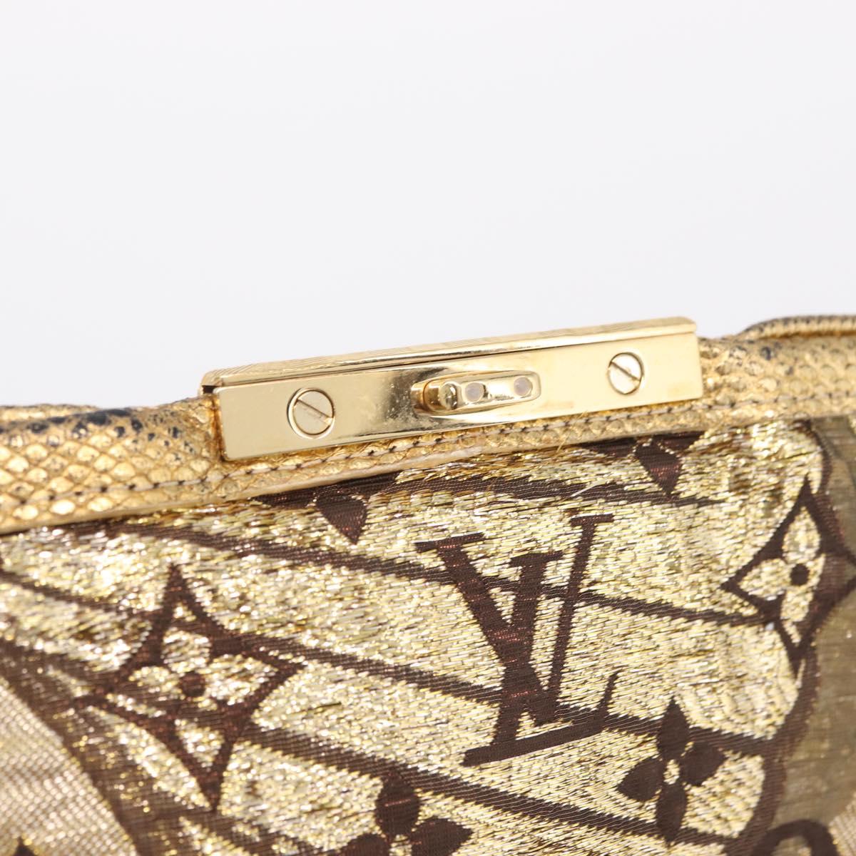 LOUIS VUITTON Monogram Brocade Tari Clutch Bag Gold M93142 LV Auth 208412V