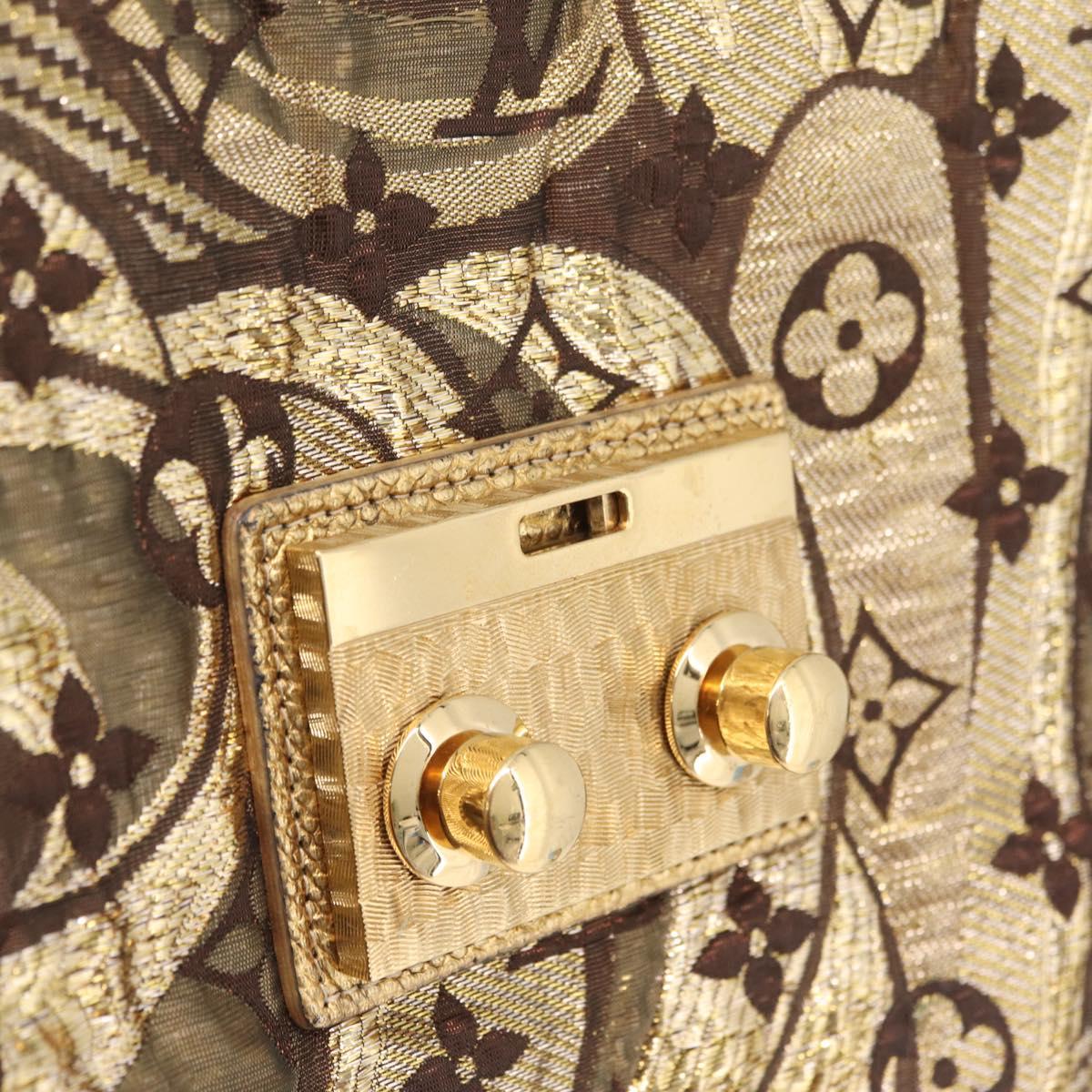 LOUIS VUITTON Monogram Brocade Tari Clutch Bag Gold M93142 LV Auth 208412V