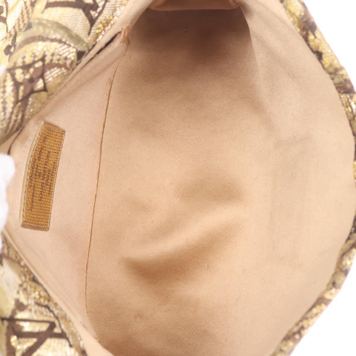 LOUIS VUITTON Monogram Brocade Tari Clutch Bag Gold M93142 LV Auth 208412V