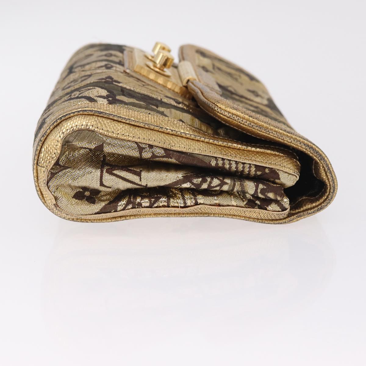 LOUIS VUITTON Monogram Brocade Tari Clutch Bag Gold M93142 LV Auth 208412V
