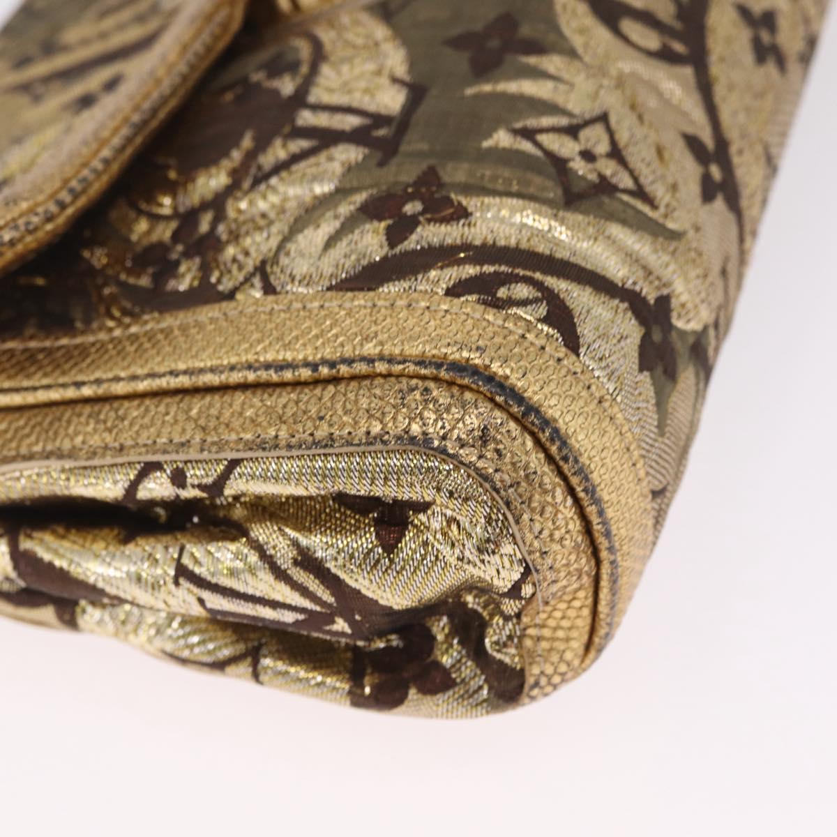 LOUIS VUITTON Monogram Brocade Tari Clutch Bag Gold M93142 LV Auth 208412V