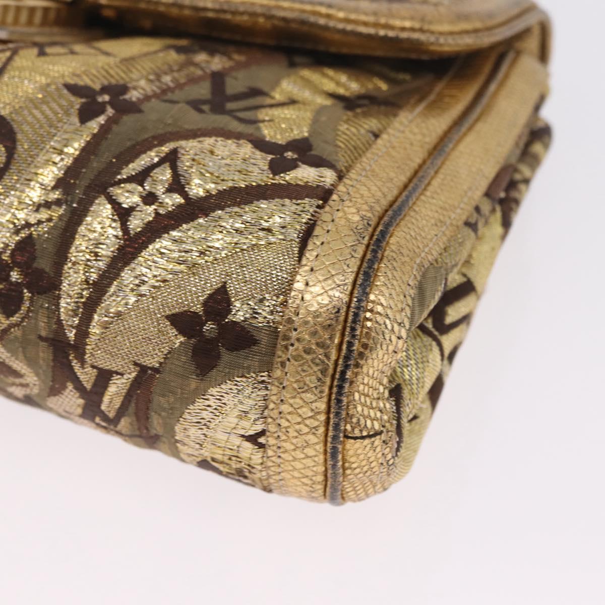 LOUIS VUITTON Monogram Brocade Tari Clutch Bag Gold M93142 LV Auth 208412V
