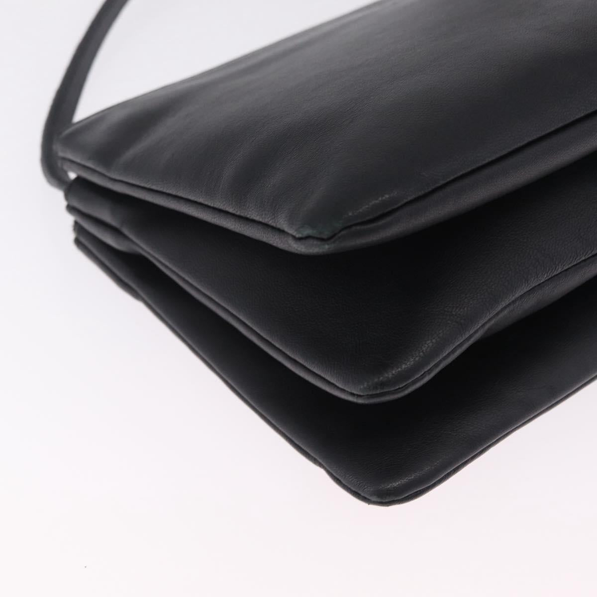 CELINE trio Shoulder Bag Leather Black Gold Auth 208418A
