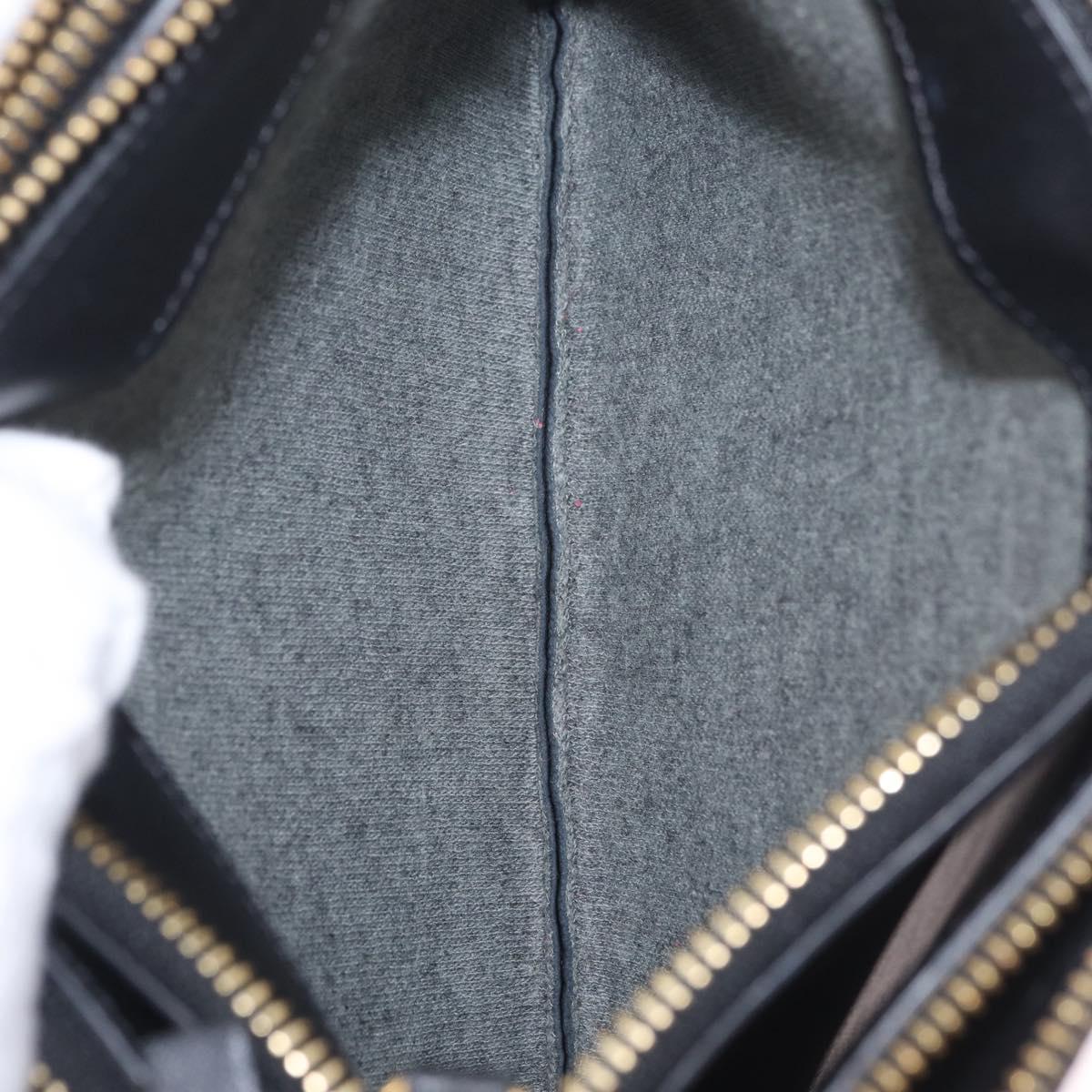 CELINE trio Shoulder Bag Leather Black Gold Auth 208418A