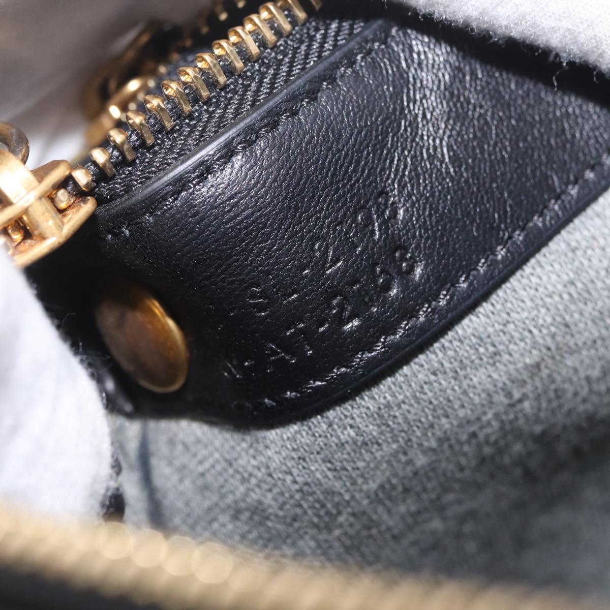 CELINE trio Shoulder Bag Leather Black Gold Auth 208418A