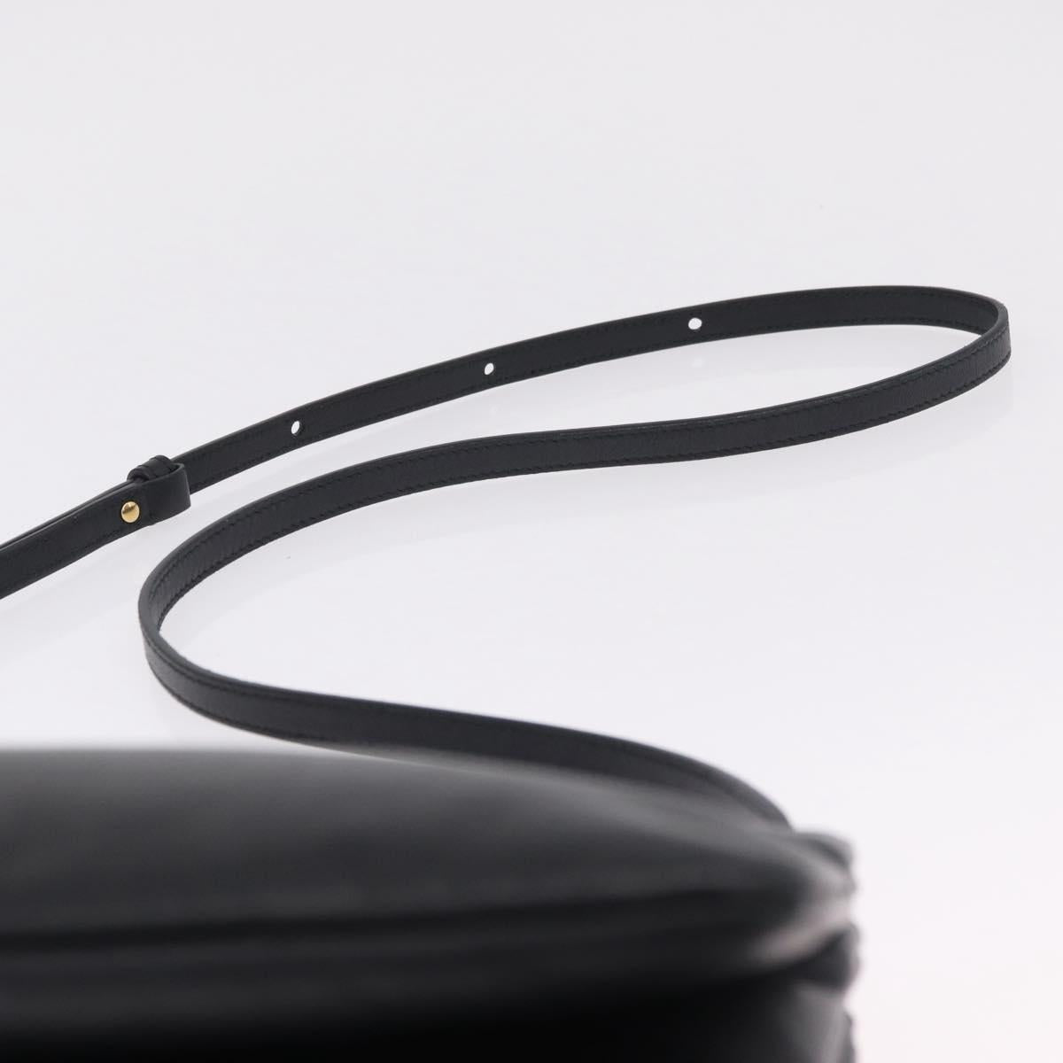 CELINE trio Shoulder Bag Leather Black Gold Auth 208418A