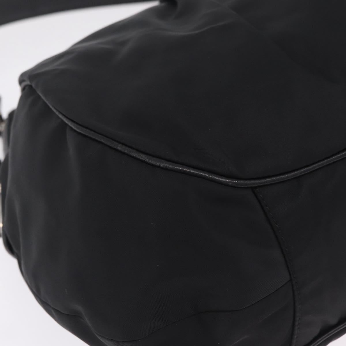 PRADA Shoulder Bag Nylon Black Silver Auth 208419V