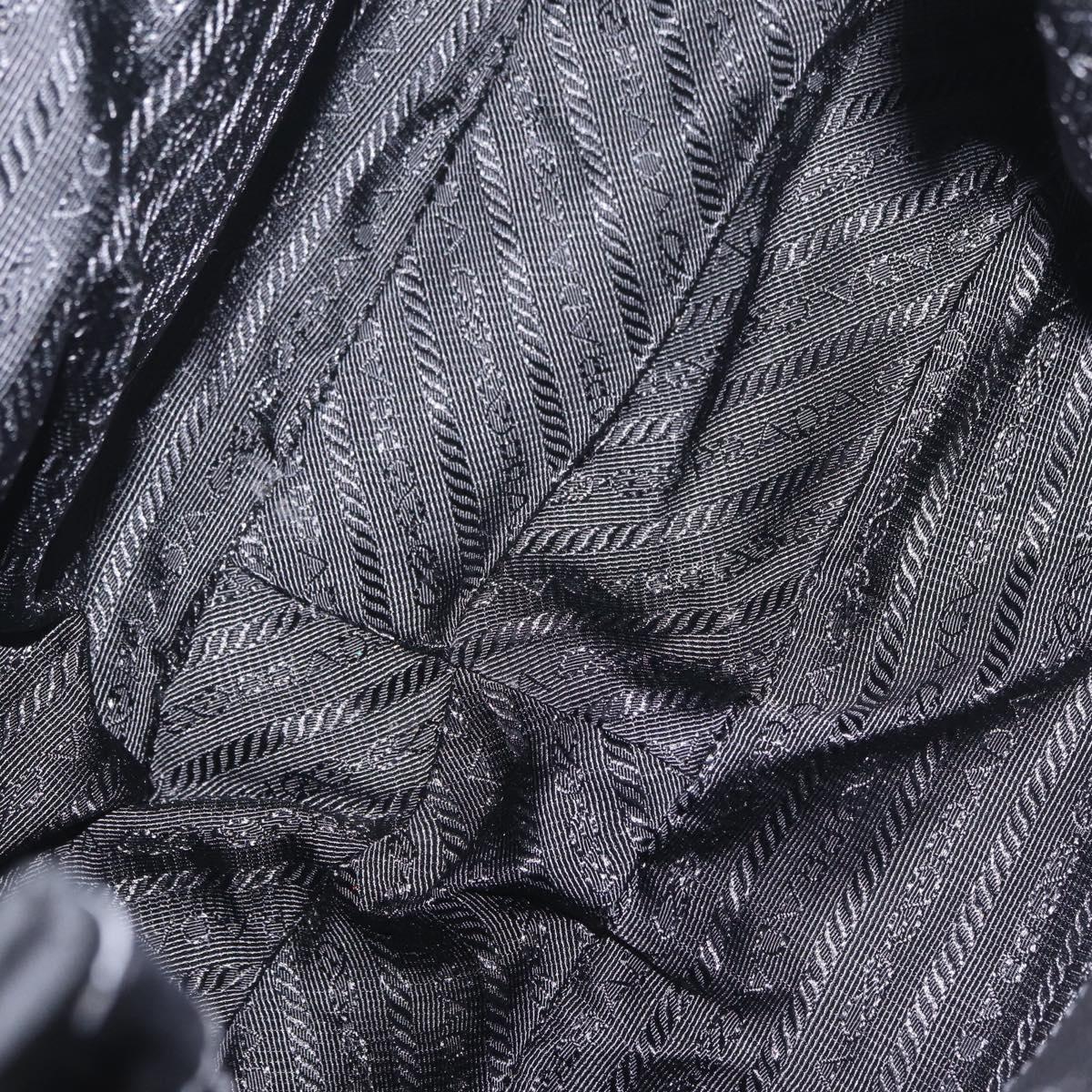 PRADA Shoulder Bag Nylon Black Silver Auth 208419V