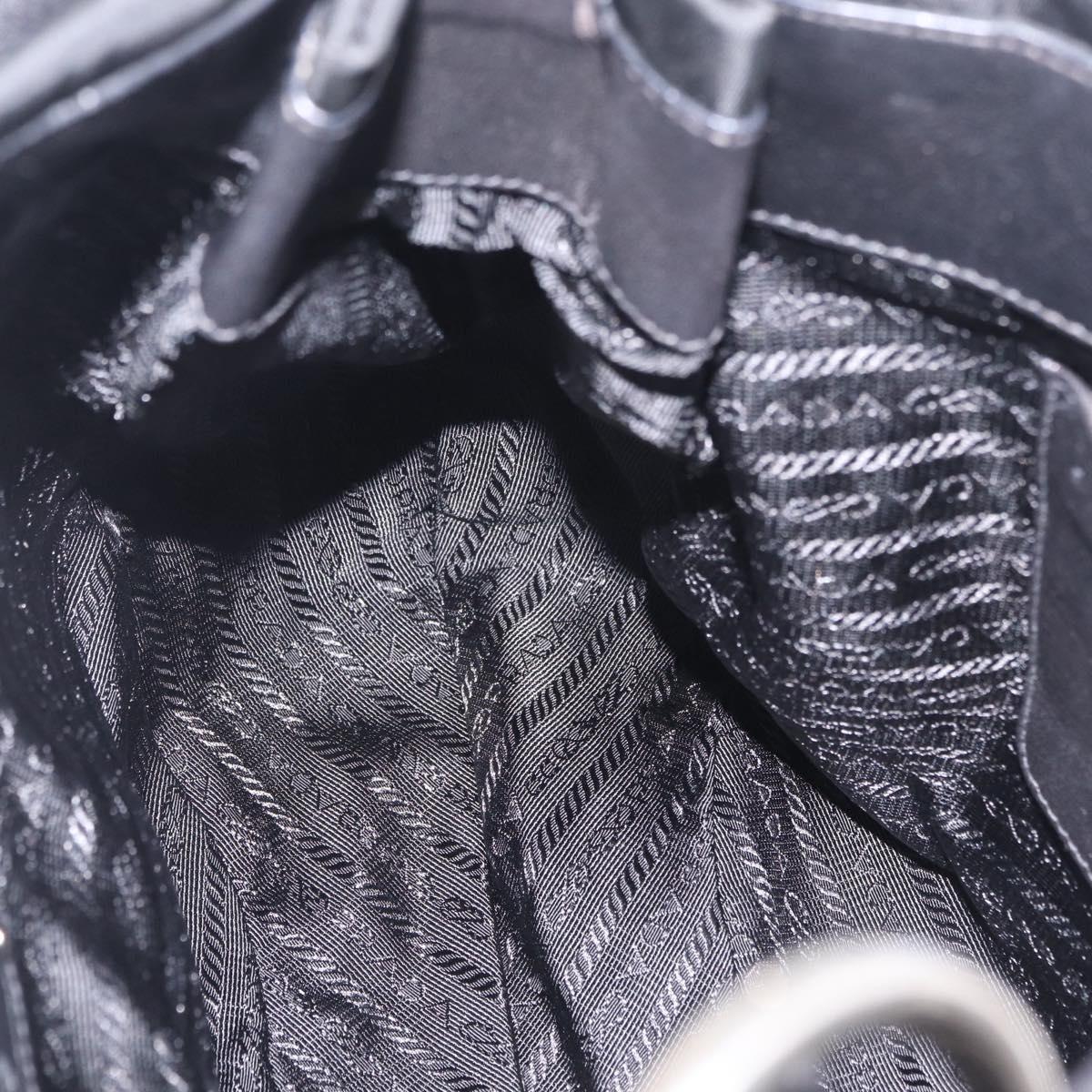 PRADA Shoulder Bag Nylon Black Silver Auth 208419V