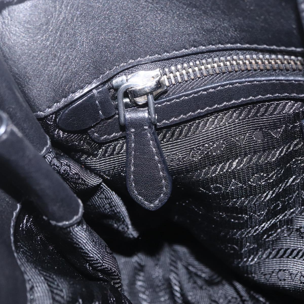 PRADA Shoulder Bag Nylon Black Silver Auth 208419V
