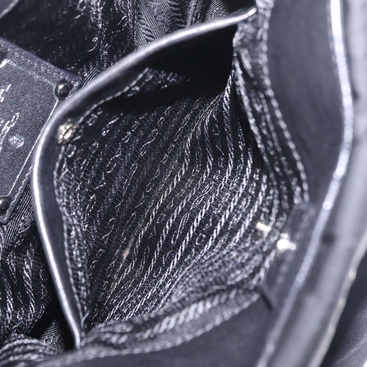 PRADA Shoulder Bag Nylon Black Silver Auth 208419V