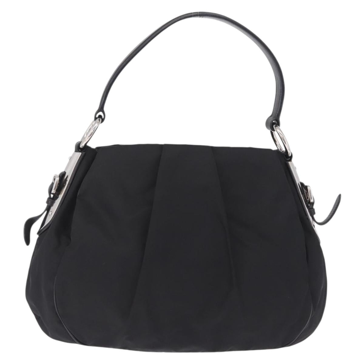 PRADA Shoulder Bag Nylon Black Silver Auth 208419V