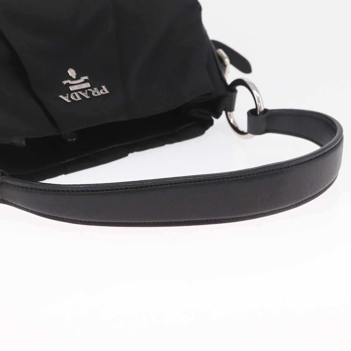 PRADA Shoulder Bag Nylon Black Silver Auth 208419V