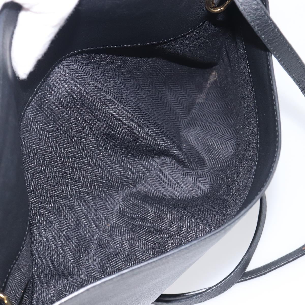 LOEWE Shoulder Bag Leather Black Gold Auth 208421A