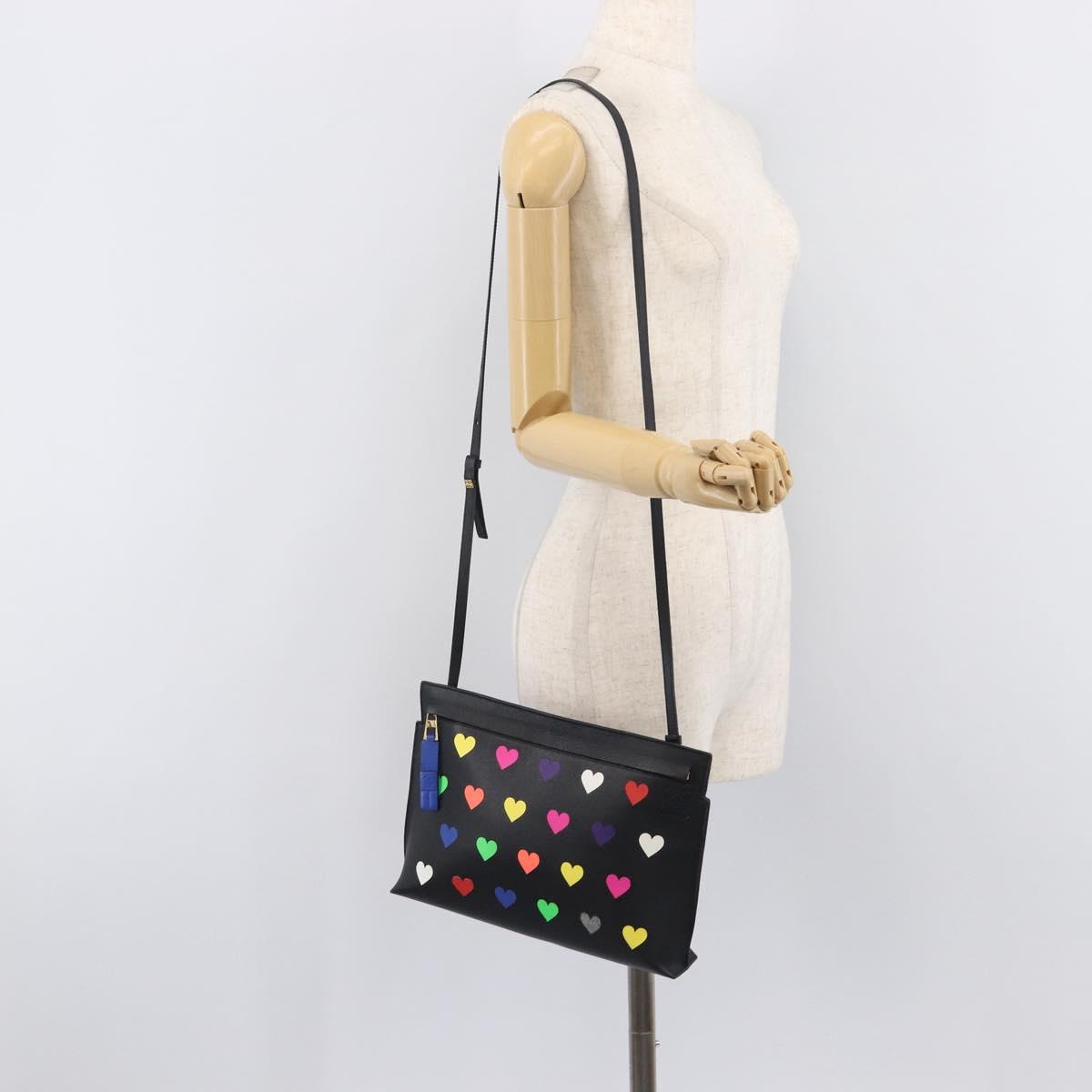 LOEWE Shoulder Bag Leather Black Gold Auth 208421A