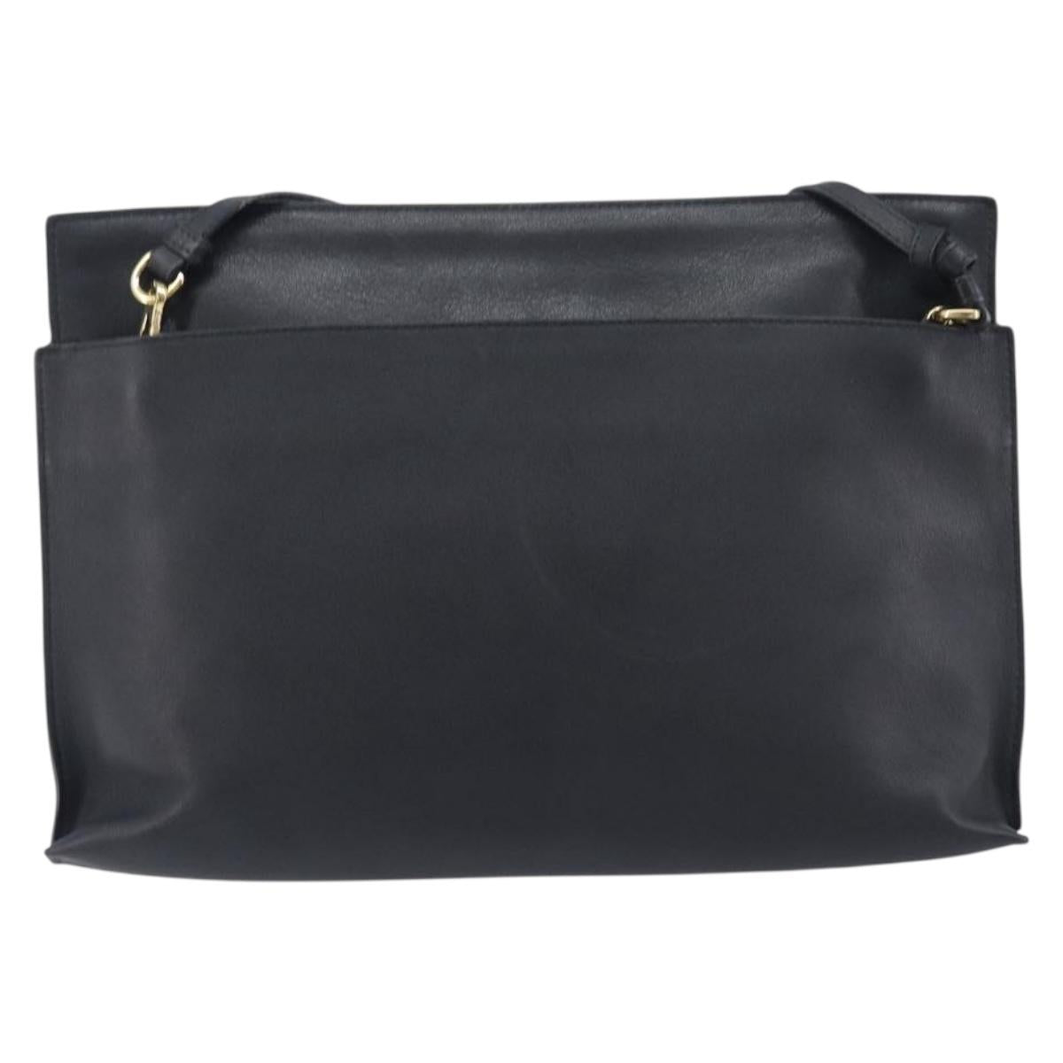 LOEWE Shoulder Bag Leather Black Gold Auth 208421A