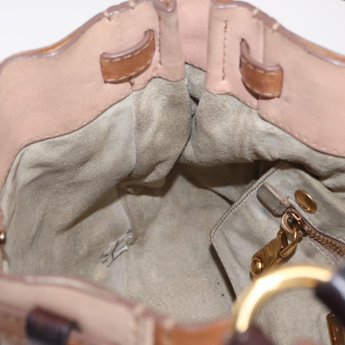 Miu Miu Hand Bag Leather Pink Gold Auth 208423