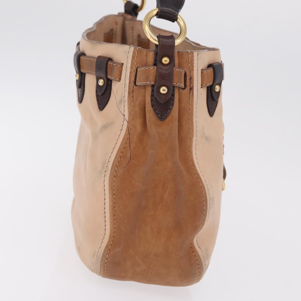 Miu Miu Hand Bag Leather Pink Gold Auth 208423