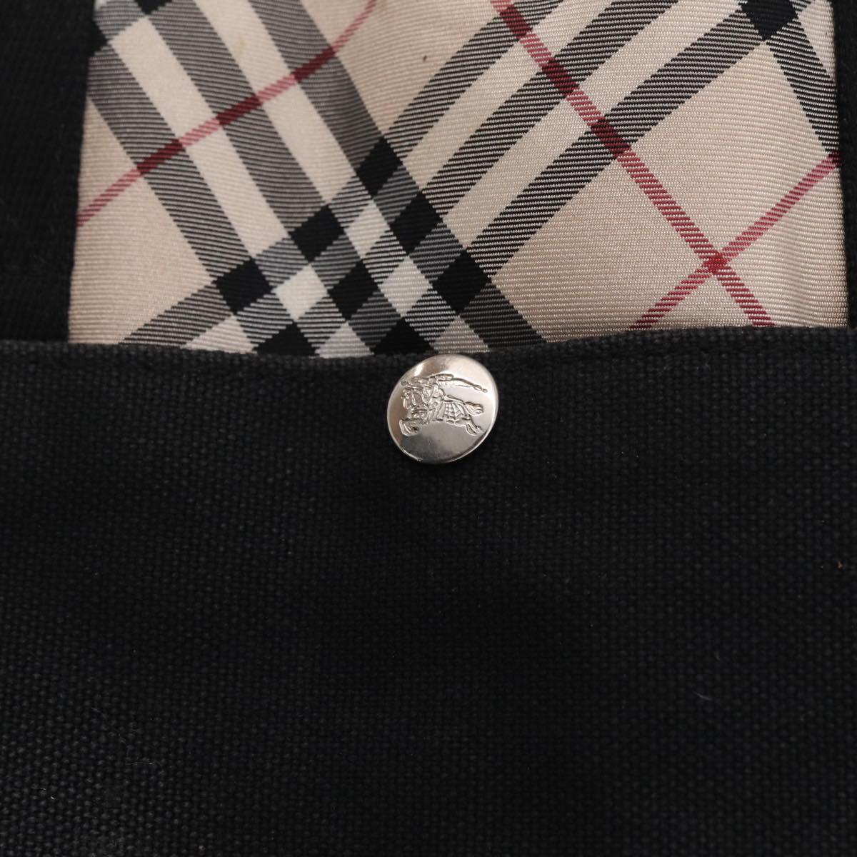 BURBERRY Nova Check Blue Label Hand Bag Canvas Silver Black Auth 208424A