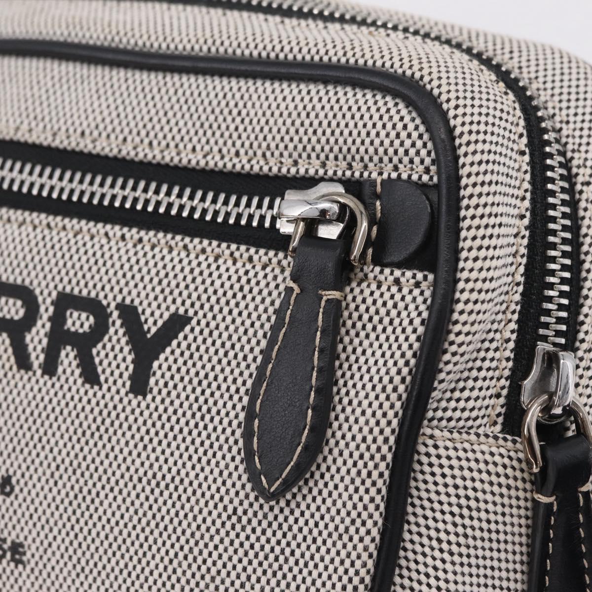 BURBERRY Body Bag Canvas Gray Silver Auth 208431A