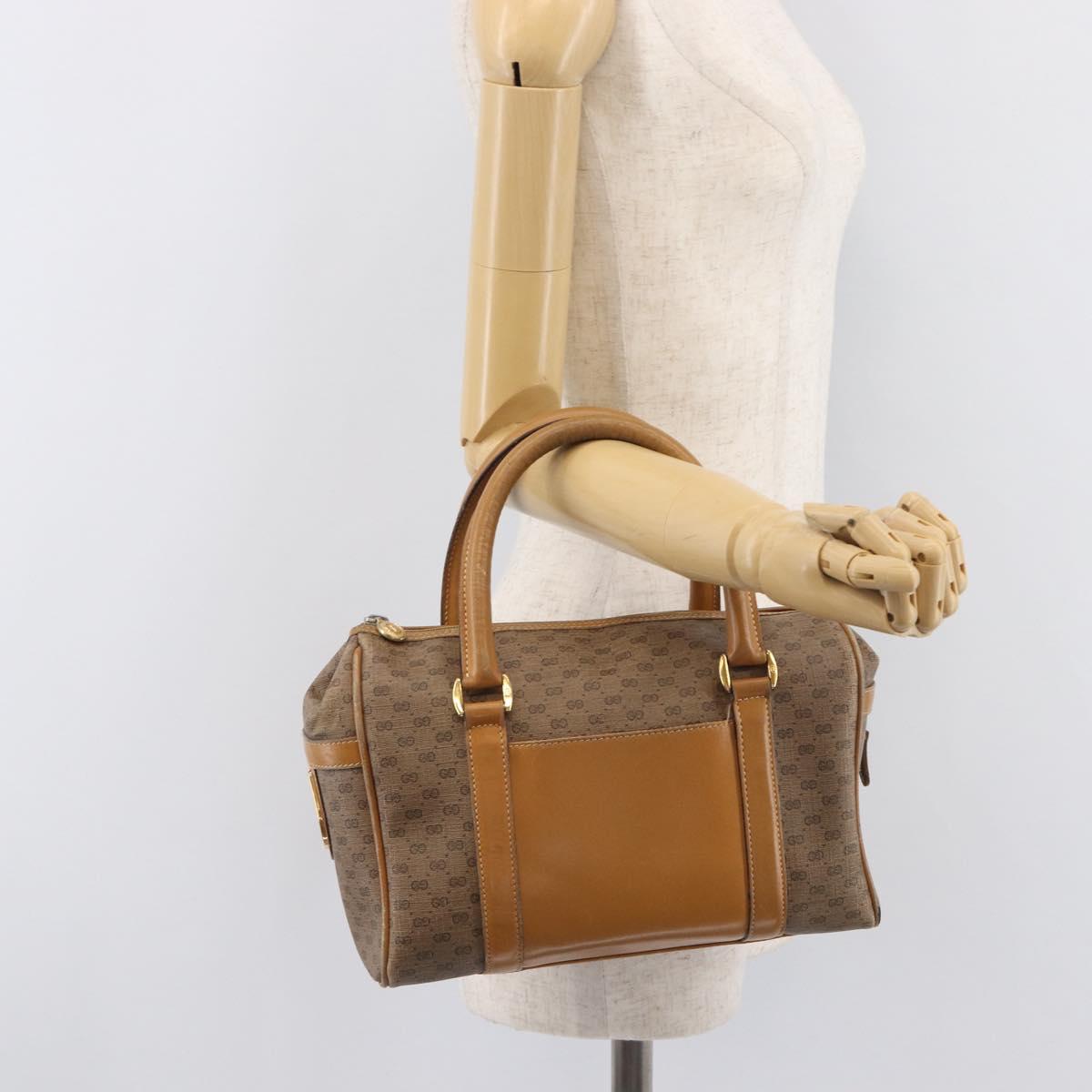 GUCCI Micro GG Supreme Boston Bag PVC Beige Gold 000 39 0158 Auth 208432