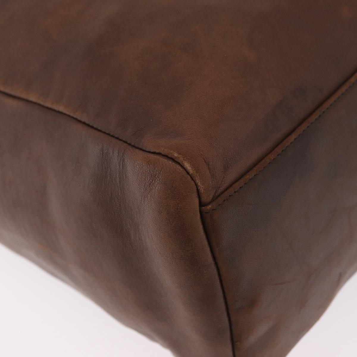PRADA Tote Bag Leather Brown Auth 208433