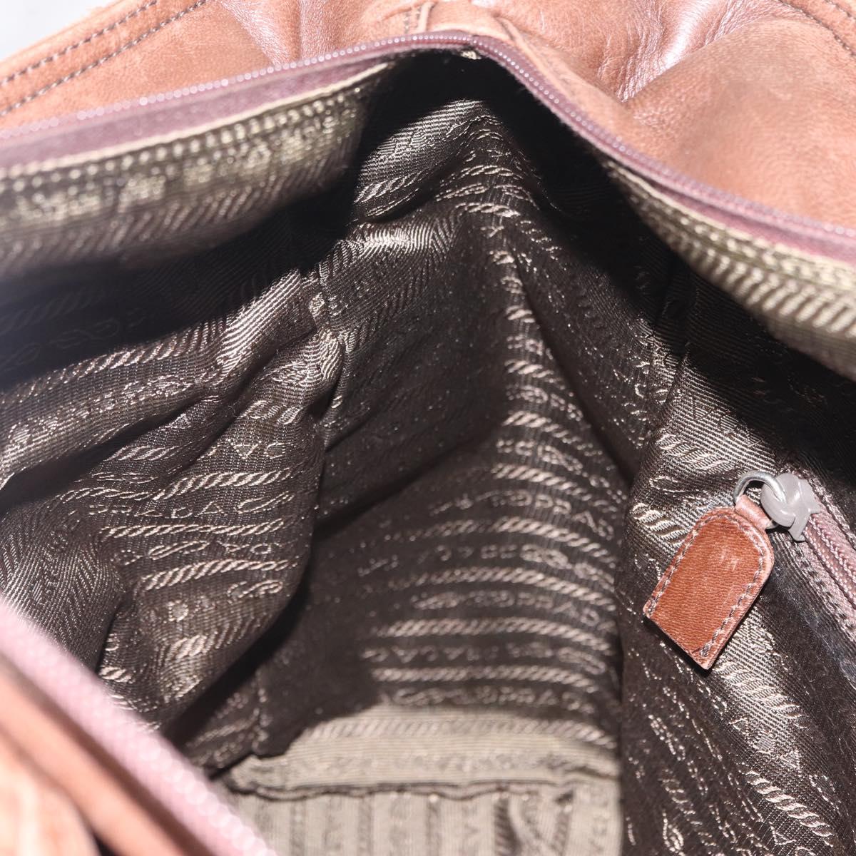 PRADA Tote Bag Leather Brown Auth 208433