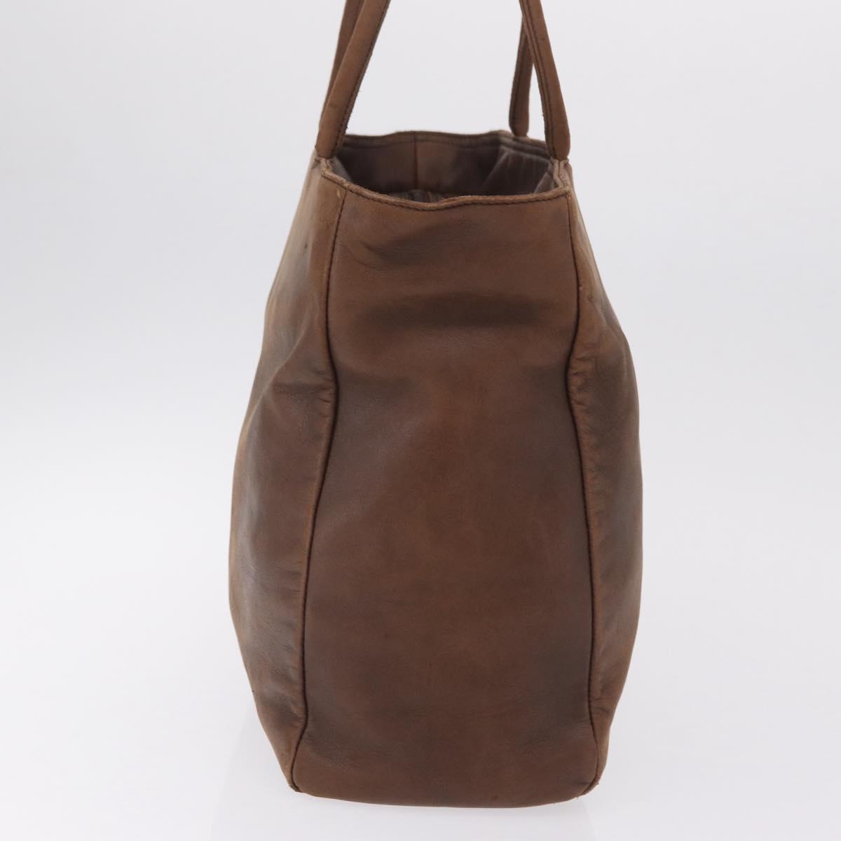 PRADA Tote Bag Leather Brown Auth 208433