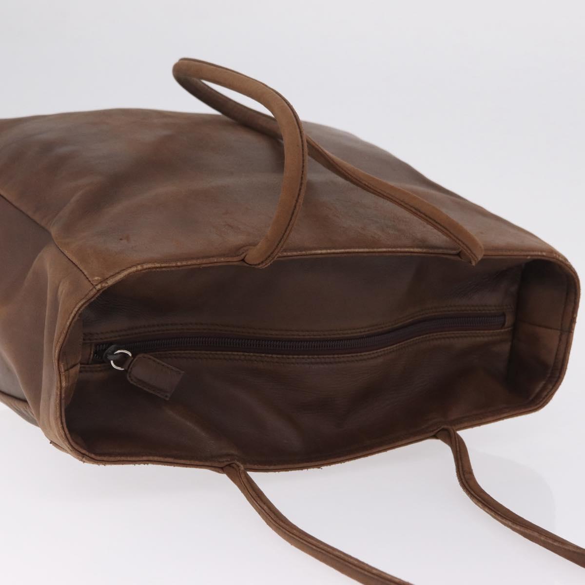 PRADA Tote Bag Leather Brown Auth 208433