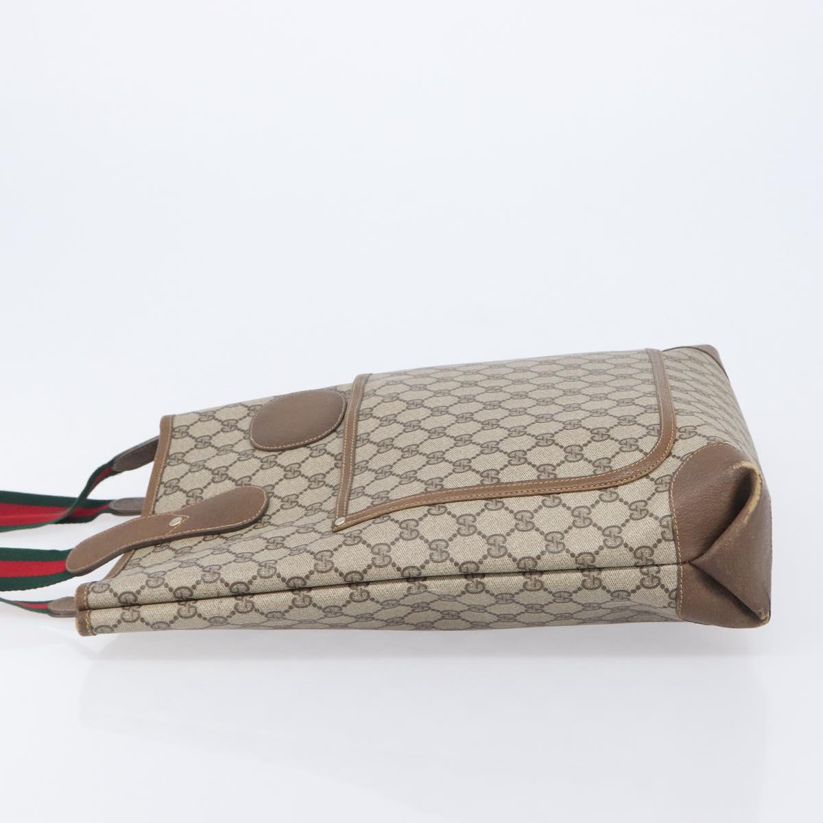 GUCCI GG Supreme Web Sherry Line Tote Bag PVC Beige Red 002 904 0223 Auth 208434