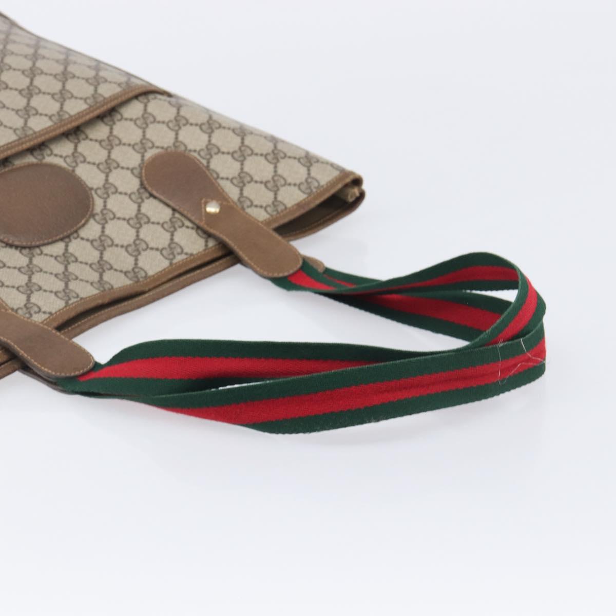 GUCCI GG Supreme Web Sherry Line Tote Bag PVC Beige Red 002 904 0223 Auth 208434