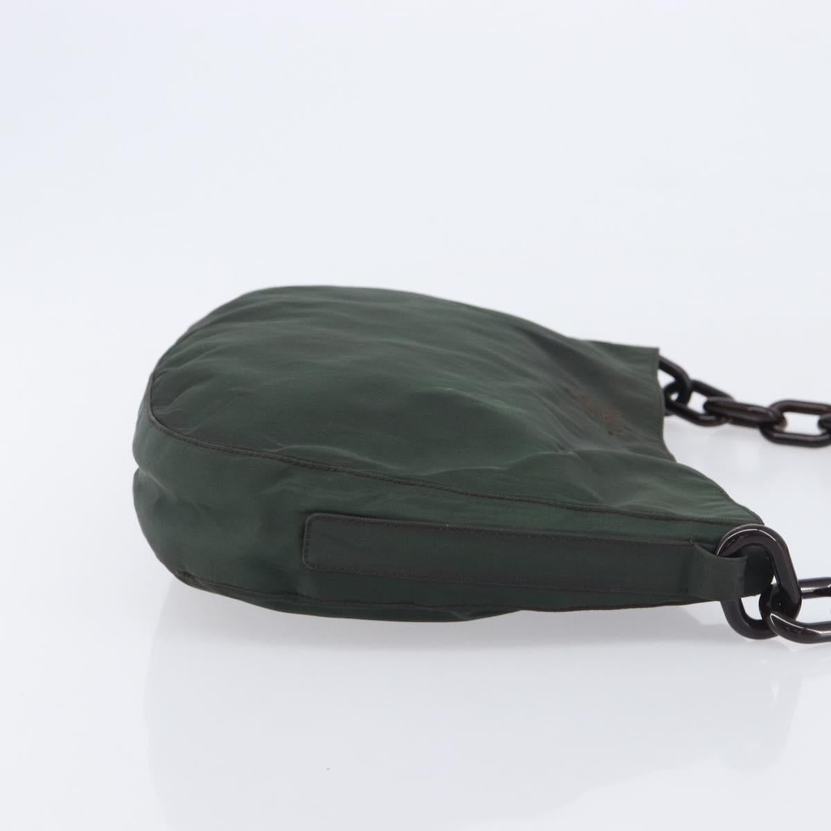 PRADA Chain Shoulder Bag Nylon Green Auth 208438A