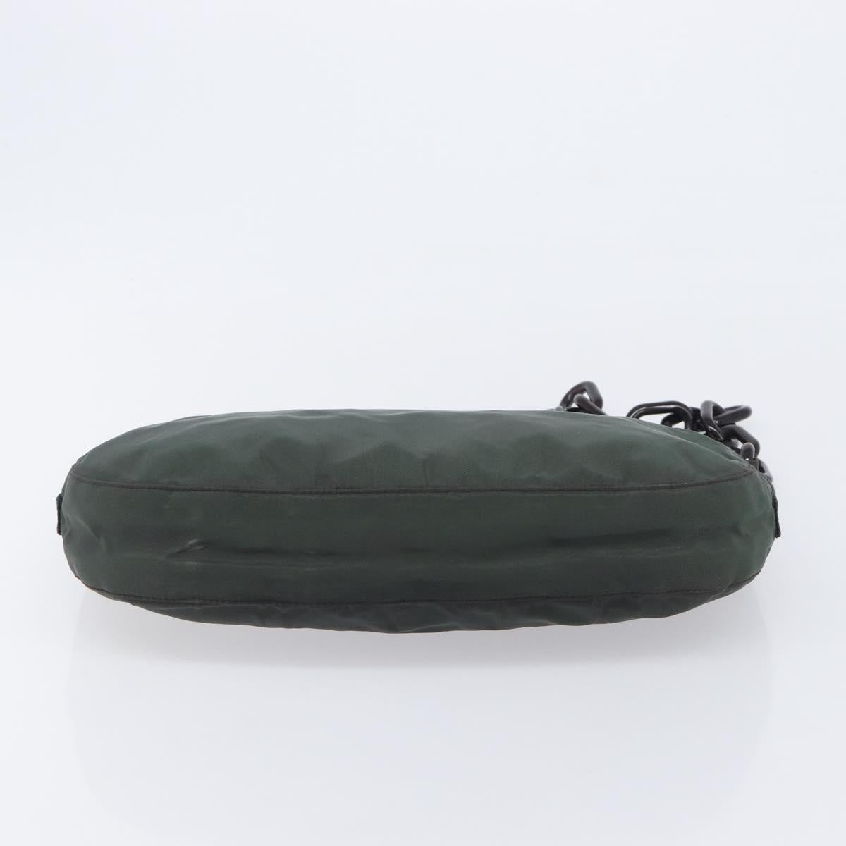 PRADA Chain Shoulder Bag Nylon Green Auth 208438A